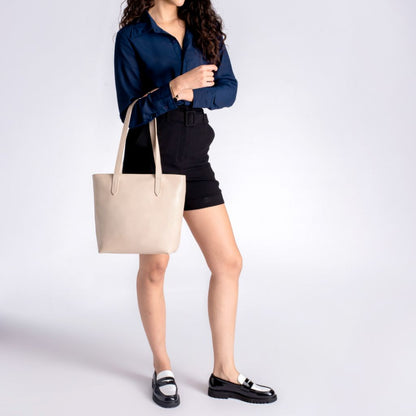 Everyday Tote | Beige (M) (Zipper)